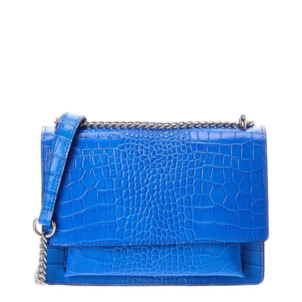 Italian Leather Natalie Leather Top Handle Bag, Blue